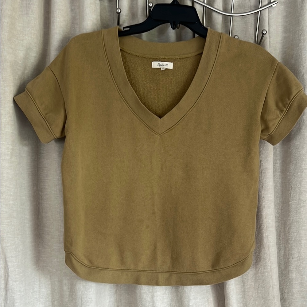 Madewell Women's Short Sleeve V-Neck Tee in Tan